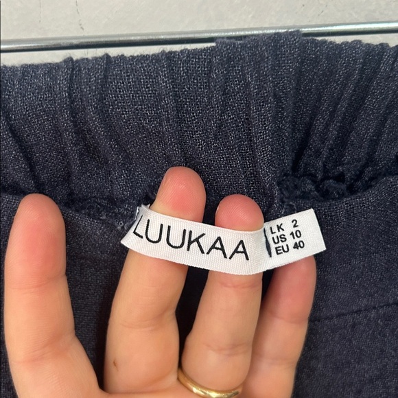 LUUKAA Blue Grey Crinkle Linen Textured Cargo Pocket Pants 10 med/large - Picture 4 of 7